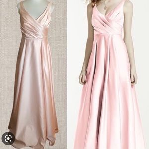 David’s Bridal Petal Pink Satin Ball Gown Bridesmaid Formal Dress Size 20